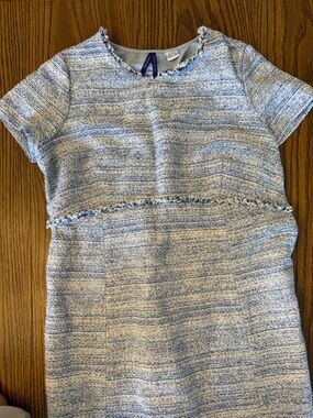 Seraphine Maternity Blue and White Tweed Dress